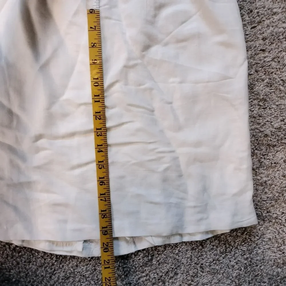 White Linen Blend Retro Women's Mini Pencil Skirt Sz 12